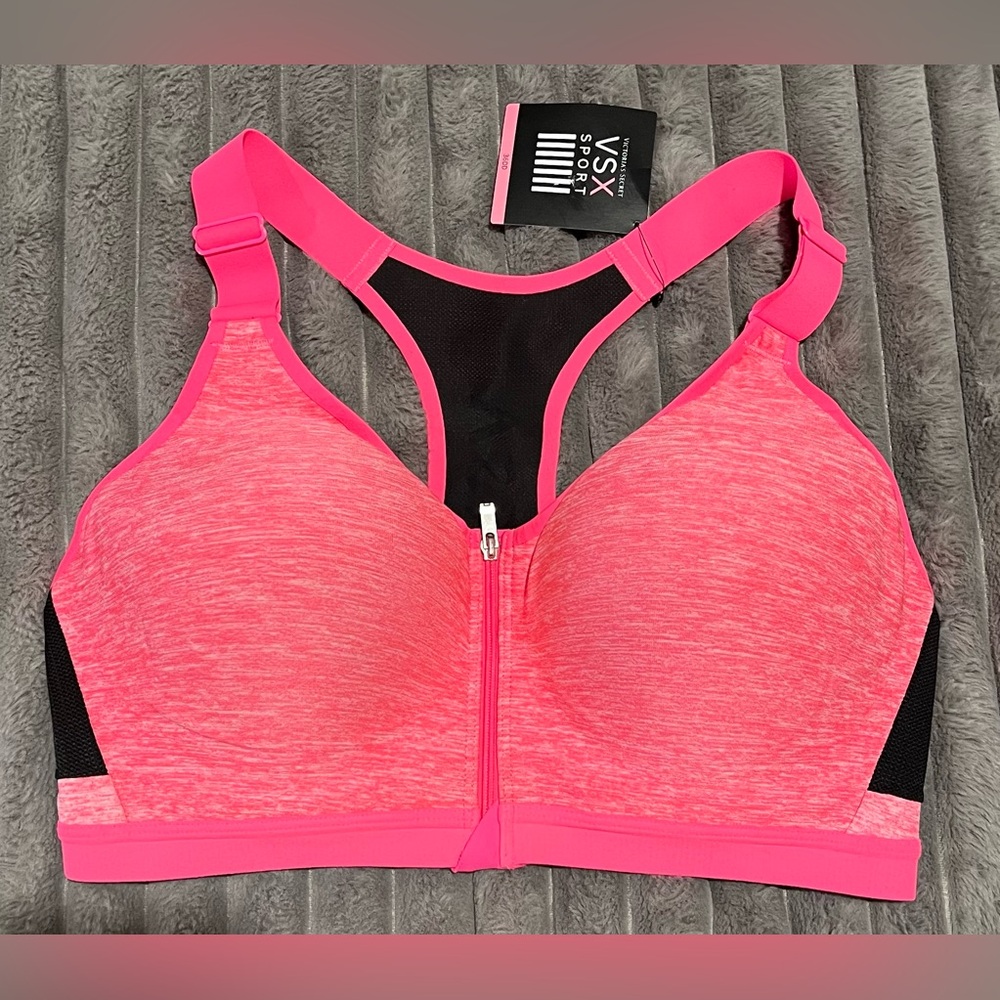 VICTORIA’S SECRET INCREDIBLE FRONT CLOSE SPORT BRA 36DD NEW PINK REFLECTIVE VSX